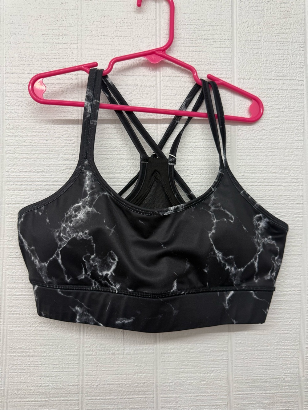 BuffBunny Black Marble Strappy Sports Bra